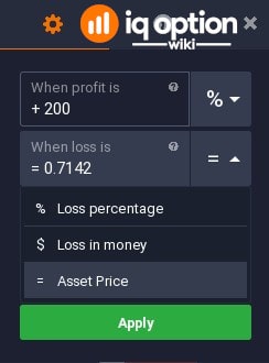 3 available modes for using Stop Loss on IQ Option platform