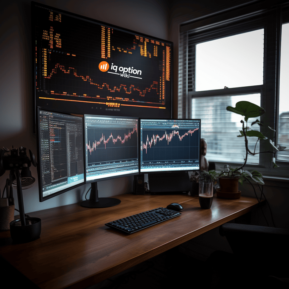 Trading desk with charts