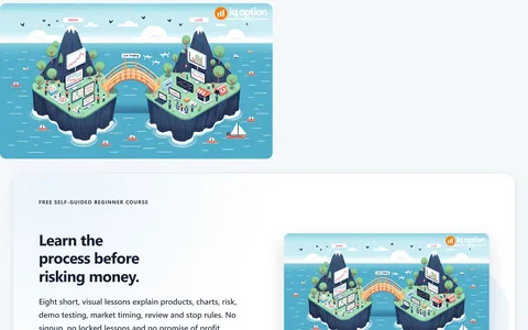 Screenshot of the free course page: an island illustration and the start of the course